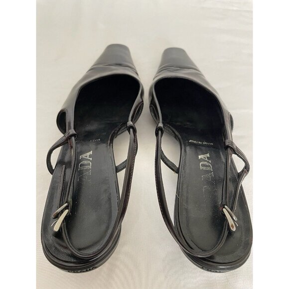 Prada Vintage Burgundy Leather Square Toes Pumps 7 - Picture 9 of 9